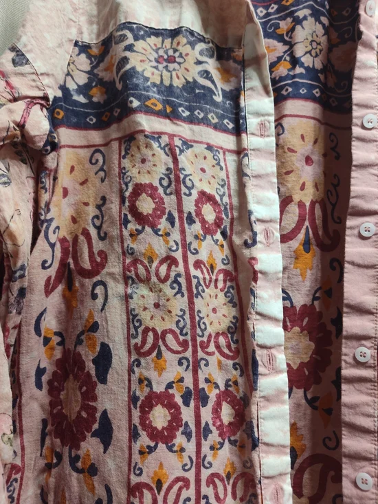 Vintage Goa XL Pink Paisley-Accent Button Front Shirt - Picture 2 of 8